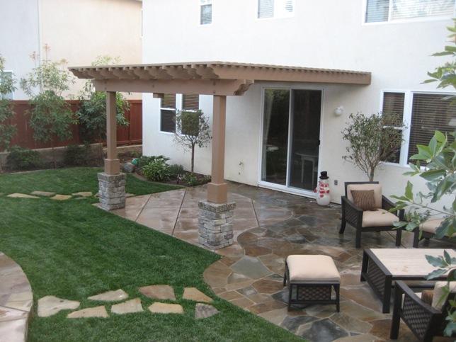 lawn, patio cover and concrete