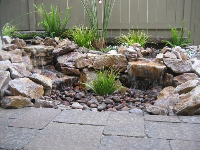 paver patio and waterfall
