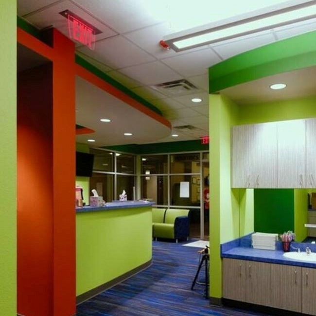 Waiting area and reception center at Smile Shoppe Pediatric Dentistry  Bent