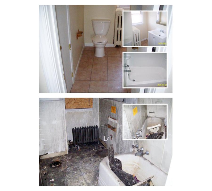 Before & After - Bathroom Fire Damage
