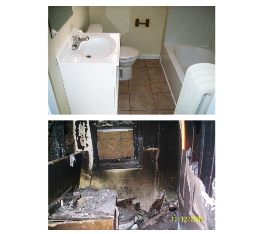Before & After - Bathroom Fire Damage