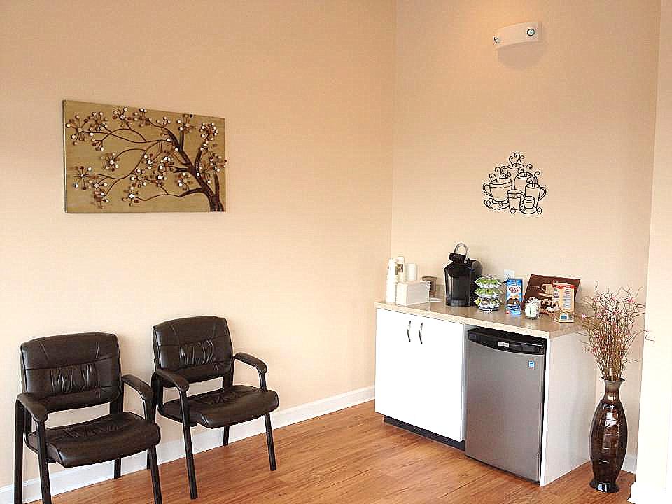 Coffee bar in reception area at our cosmetic dentistry office in Fredericks