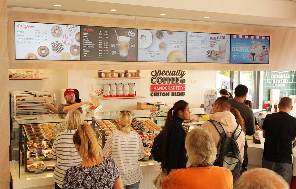 Digital menu boards at Krispy Kreme