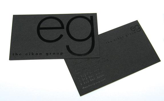 Black foil on black paper business card