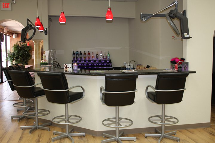 View of our Color Bar - Enjoy a drink while your hair processes!