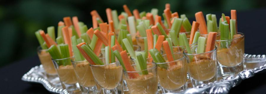 Vegetable Sticks in a Hummus Shot Glass