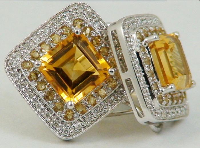 14kt White Gold Citrine and Diamond Earrings
