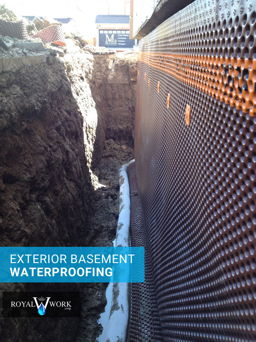 Delta MS waterproofing membrane around foundation, Toronto project