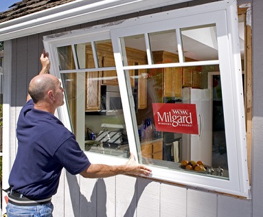 Installing a replacement Milgard window on a recent job
