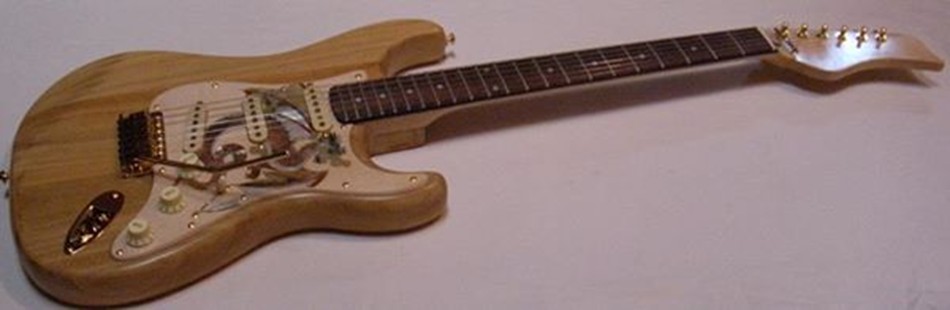 Basswood Body, Maple/Rosewood Neck, Custom Headstock, Maple Pickguard with 