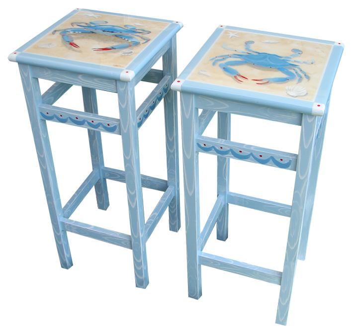 hand painted blue crabs on bar stools